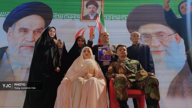 جشن پیوند زوج جوان دهدشتی در اجتماع شب‌های بیعت با ولایت+ فیلم