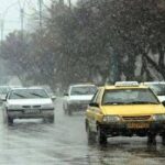 بارش باران و برف در راه اردبیل