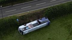 Nineteen injured after bus overturns in Wales