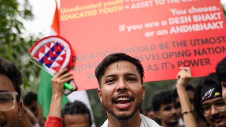 Indian police clash with ‘cockroaches’ marching to protest exam irregularities
