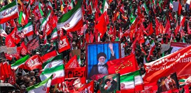 اقیانوس انسانی تمدن ایرانی در بدرقه بزرگ‌پرچمدار اسلام