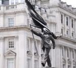 Statue with Bansky's signature appears in London