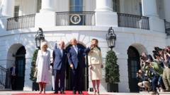 استقبال ترامپ و ملانیا از پادشاه و ملکه بریتانیا در کاخ سفید