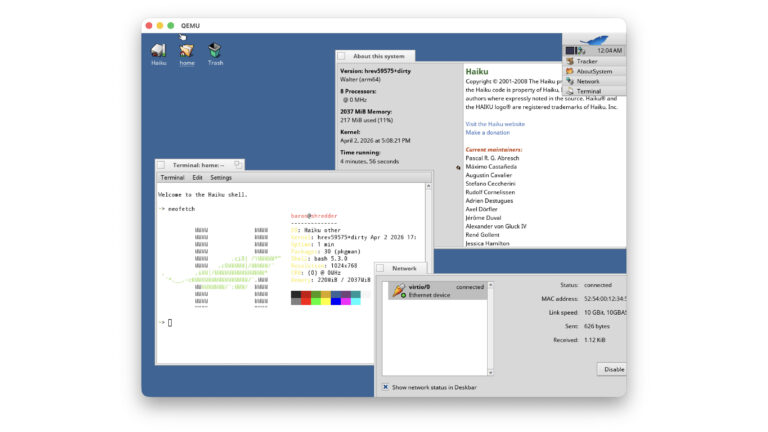Haiku Isn’t Just for X86 Anymore, Boots on ARM in QEMU