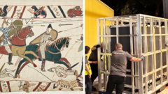 Bayeux Tapestry arrives in UK for first time in 900 years under police guard