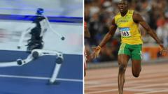 Watch: Moment humanoid robot beats Usain Bolt's 100m record