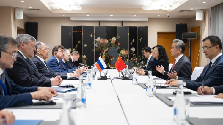 Chinese FM Wang Yi meets Russian counterpart