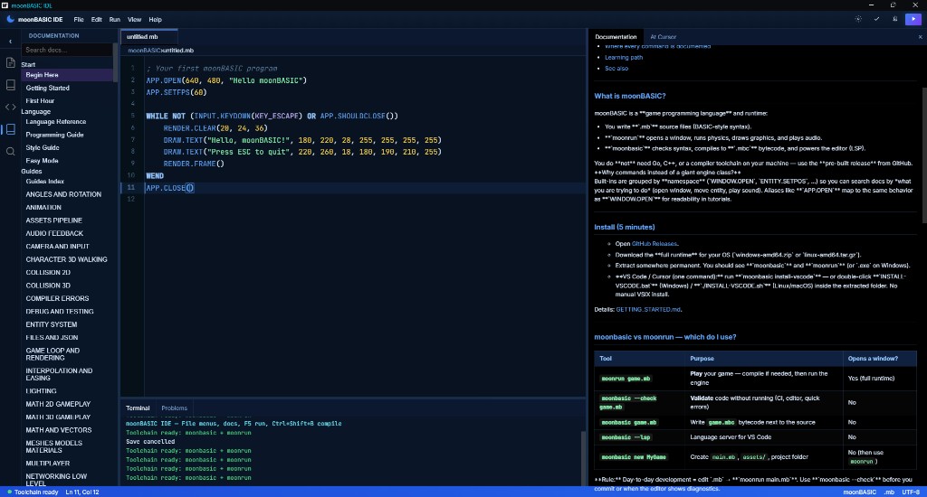 Write 2D and 3D Games in Modern MoonBASIC