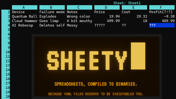 Sheety Turns Spreadsheets Into Binaries, For Some Reason