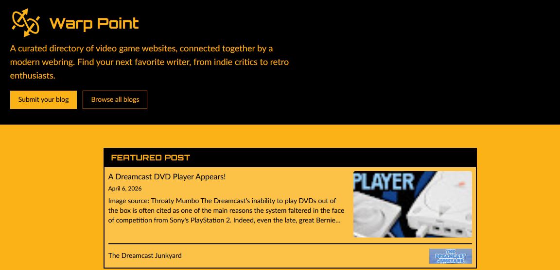 Warp Point: a Web Ring for Gaming Sites Built for 2026